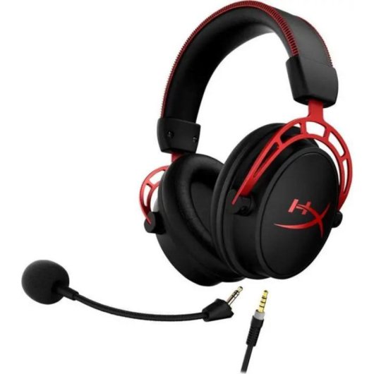 Casque HyperX Cloud Alpha avec câble, son clair, micro amovible, aluminium rouge