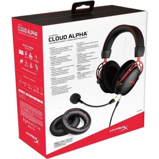 Casque HyperX Cloud Alpha avec câble, son clair, micro amovible, aluminium rouge