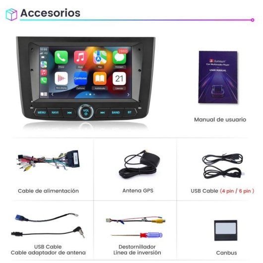 Autoradio Junsun 7" Carplay Android Auto GPS Bluetooth WiFi DAB+ Alfa Romeo Mito