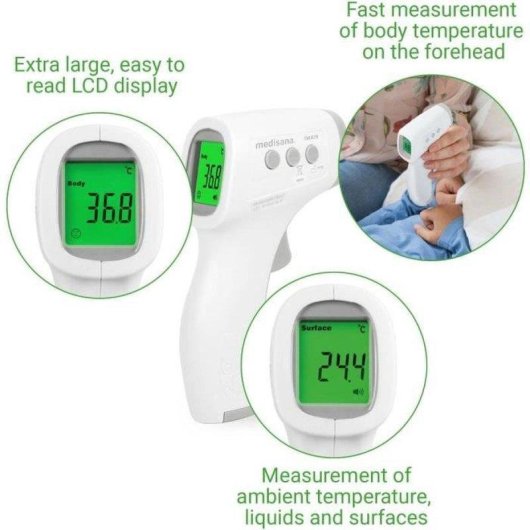 Berührungsloses Infrarot-Thermometer Medisana TM A79 LCD Speicher 50 Messungen