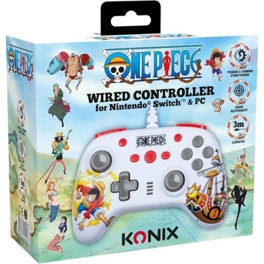 Manette filaire Konix One Piece pour Nintendo Switch et PC - Blanche