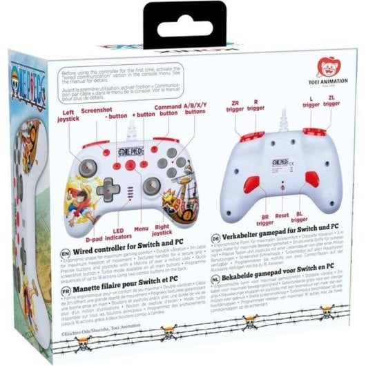 Manette filaire Konix One Piece pour Nintendo Switch et PC - Blanche