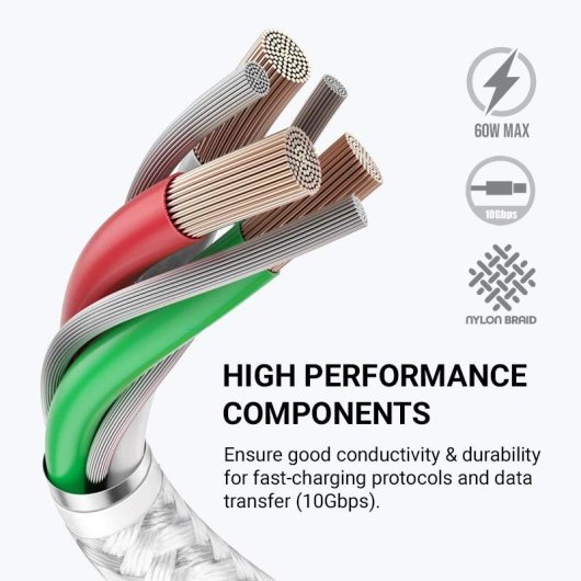 USB-C-Kabel CRONG 0,25 m USB 3.2 Gen 2 10 Gbit/s 60W PD