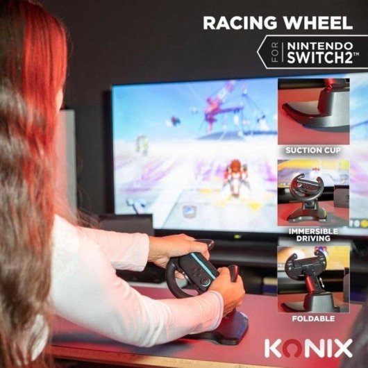 Volante Konix Plegable Nintendo Switch Joy-Con Ventosa Noir