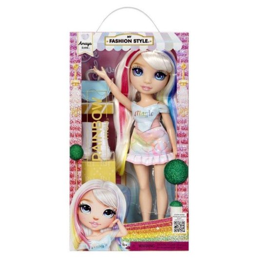 Bambola di moda Rainbow High My Fashion Style Amaya 27 cm, capelli platino arcobaleno