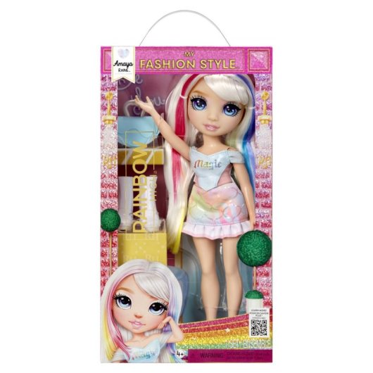 Bambola di moda Rainbow High My Fashion Style Amaya 27 cm, capelli platino arcobaleno
