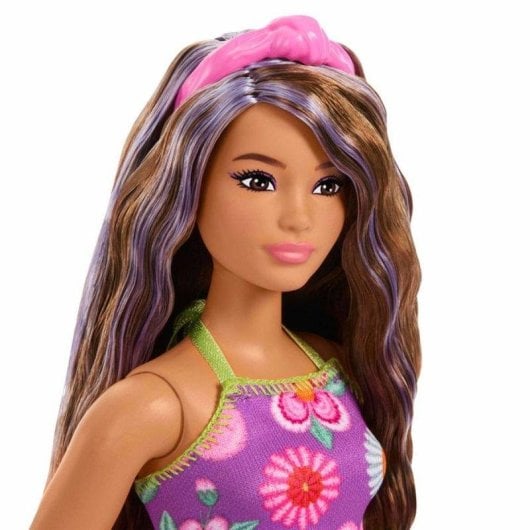 Barbie Fashionistas Curvy Puppe 298 mm Braunes Haar mit Violetten Streifen