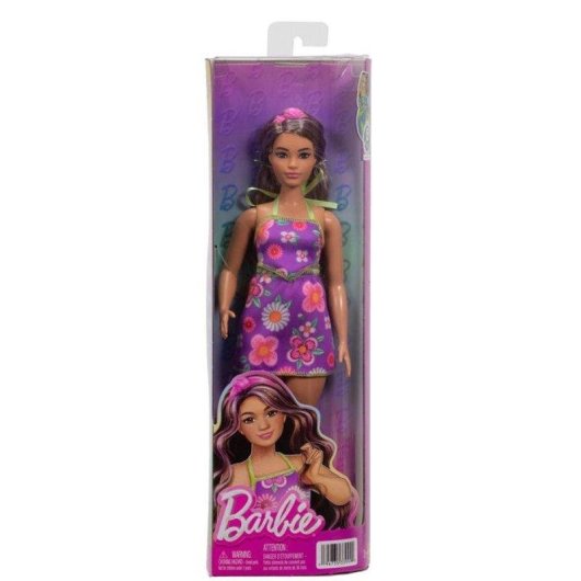 Barbie Fashionistas Curvy Puppe 298 mm Braunes Haar mit Violetten Streifen