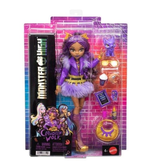 Monster High Clawdeen Wolf Fashion Puppe mit Haustier und 7 Zubehör