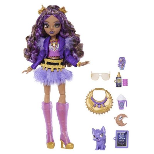 Monster High Clawdeen Wolf Fashion Puppe mit Haustier und 7 Zubehör