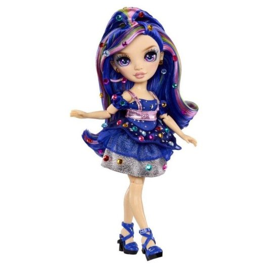 Bambola di Moda Rainbow High Be Dazzling Genevieve 27 cm Blu con Gemme, Capelli Personalizzabili e Vestito Removibile