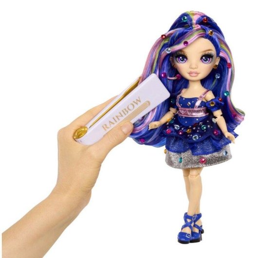 Bambola di Moda Rainbow High Be Dazzling Genevieve 27 cm Blu con Gemme, Capelli Personalizzabili e Vestito Removibile