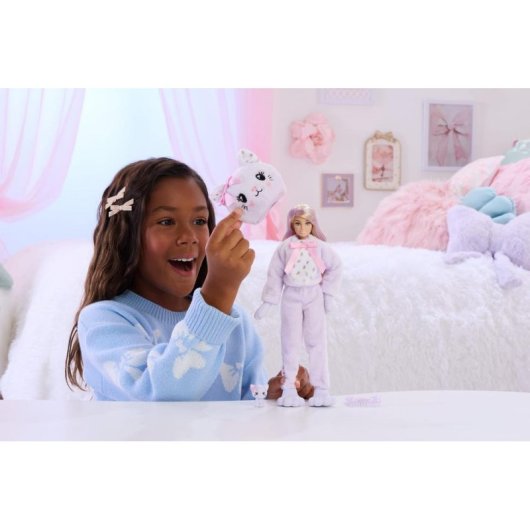 Barbie Cutie Reveal Puppe Lila Katze 10 Überraschungen