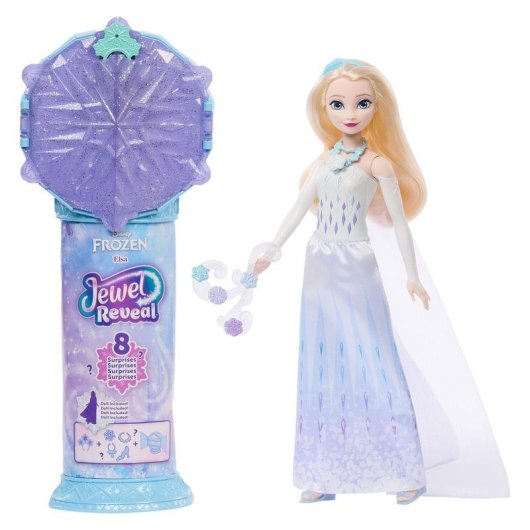 Bambola Mattel Disney Frozen Elsa Jewel Reveal con Scettro e 10 Accessori Sorpresa