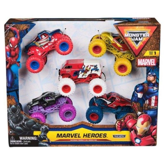Pack de 5 Camiones Monstruo Spin Master Monster Jam Marvel 1:64 True Metal