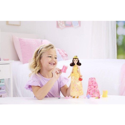 Muñeca Mattel Disney Princess Bella 2 en 1 295 mm con 9 accesorios