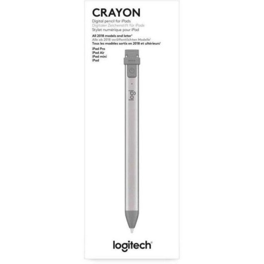 Caneta Stylus Ativa Logitech Crayon Cinza Bluetooth Inclinação 7,5h