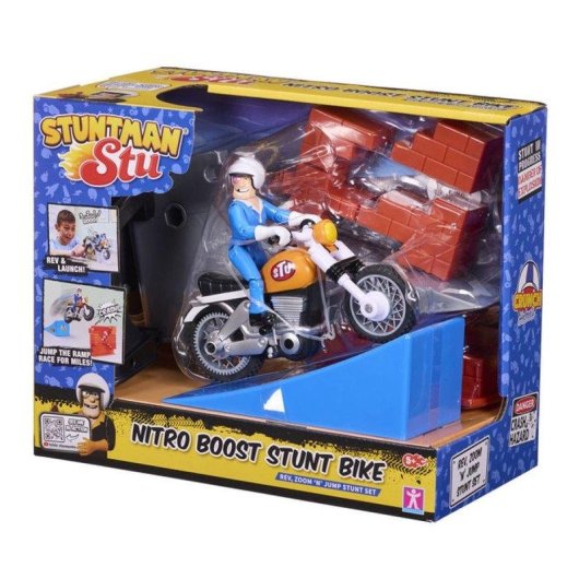 Bicicleta Acrobática Bandai Stuntman Stu Nitro Boost com Rampa e Figura