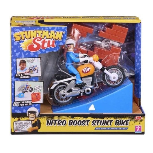 Bicicleta Acrobática Bandai Stuntman Stu Nitro Boost com Rampa e Figura