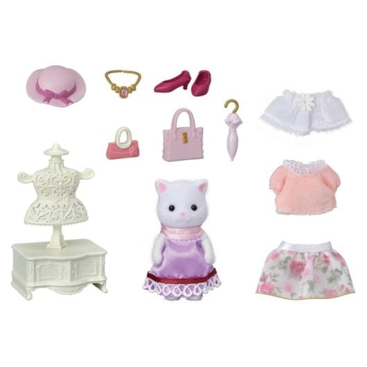Figura Sylvanian Families Fashion Case Alicia Gatita Persa 350 Combinaciones