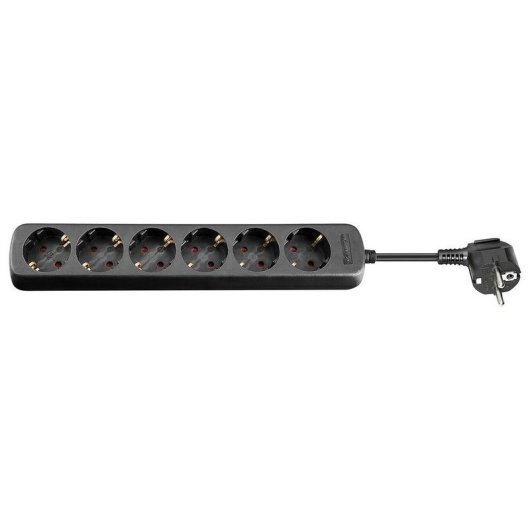 Steckdosenleiste Goobay 96050 6 Steckplätze Typ F 3 m Innenwinkel schwarz