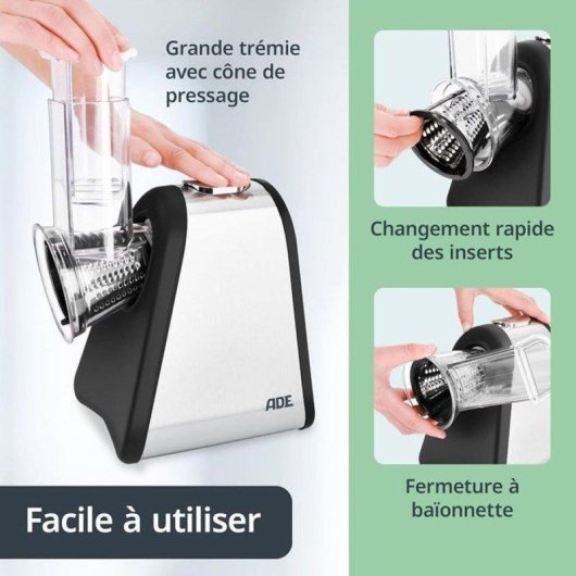 Grattugia elettrica ADE KA1802 200W con 4 inserti inox