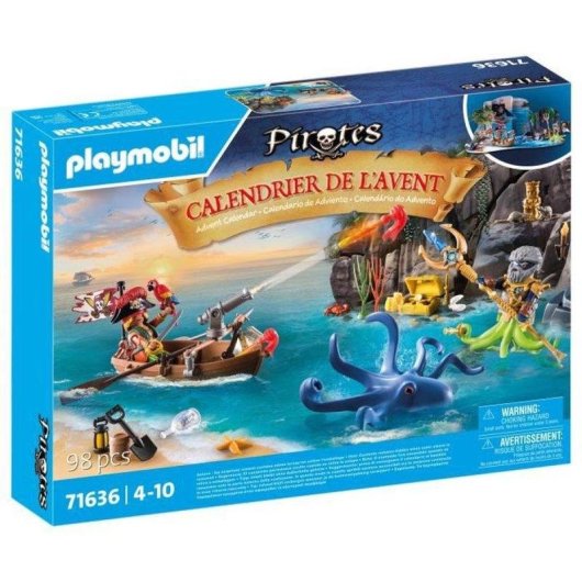 Calendario dell'Avvento Pirati Playmobil 71636 - Barca Fluttuante e Kraken