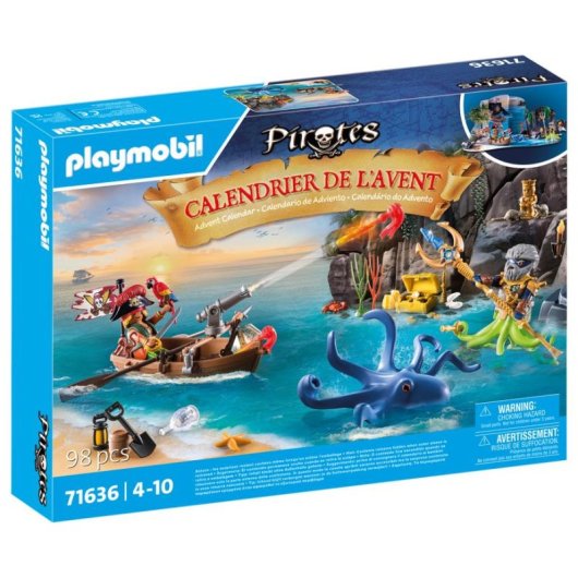 Calendario dell'Avvento Pirati Playmobil 71636 - Barca Fluttuante e Kraken