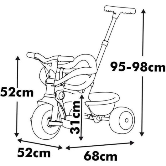 Tricycle Évolutif 3-en-1 Smoby Be Fun Confort avec Manche Parental