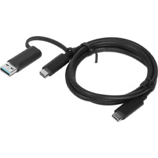 Câble Lenovo USB-C vers USB-C 2 m 10 Gbit/s avec adaptateur USB-A Noir