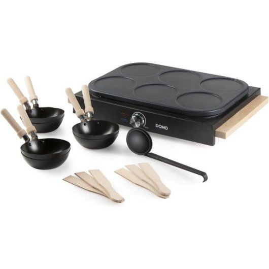Domo Do8719w Set Wok Party 2 in 1 6 Personen 1000W