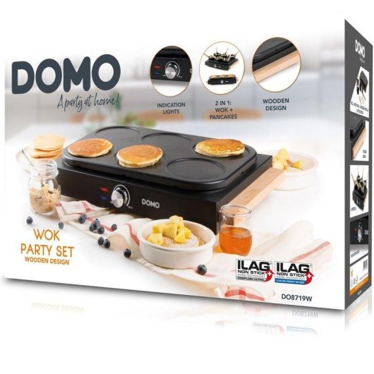 Domo Do8719w Set Wok Party 2 in 1 6 Personen 1000W