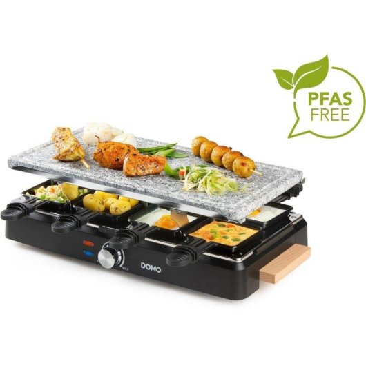 Raclette Domo DO9262G 8 persone 1400W pietra naturale griglia antiaderente
