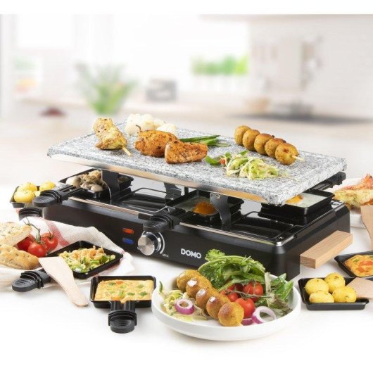 Raclette Domo DO9262G 8 persone 1400W pietra naturale griglia antiaderente