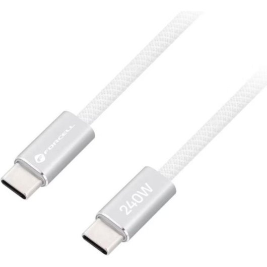 Câble USB-C Forcell Cafule Color 240W 1,2 m Tressage Textile Blanc