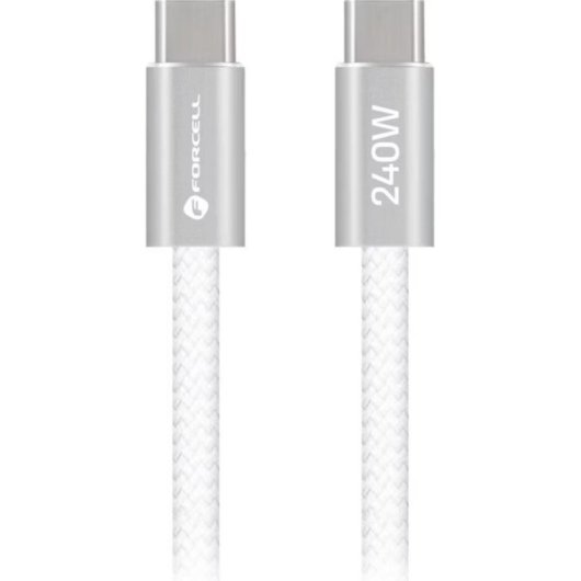 Câble USB-C Forcell Cafule Color 240W 1,2 m Tressage Textile Blanc