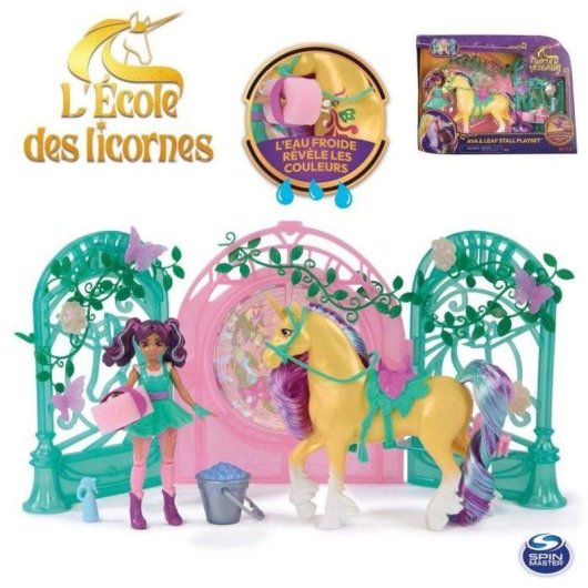 Set de juguetes Spin Master Unicorn Academy Ava & Leaf con unicornio de cambio de color 13 cm