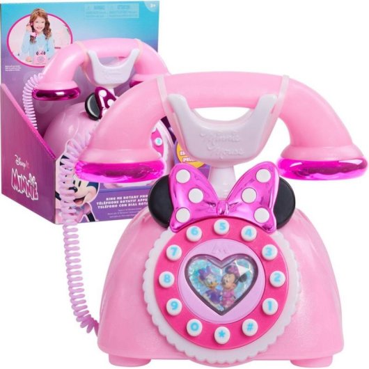 Telefone de brinquedo retro Just Play Minnie Mouse Disney Junior luzes sons