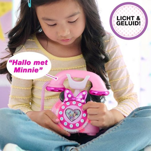 Telefone de brinquedo retro Just Play Minnie Mouse Disney Junior luzes sons