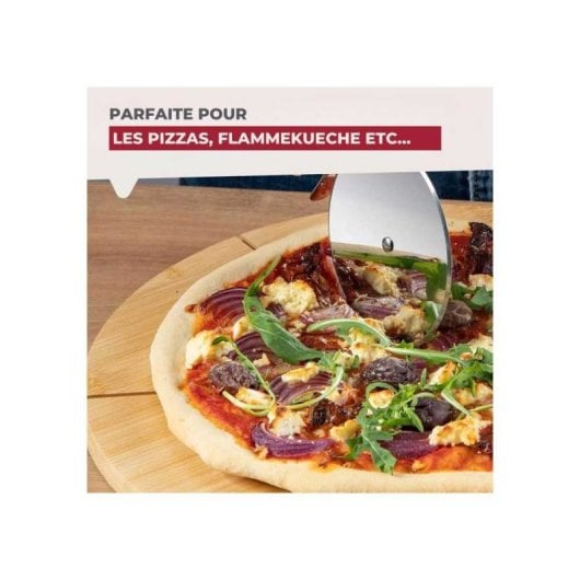 Juego De 2 Tablas Redondas Para Cortar Y Servir Pizza Fackelmann, Bambú Fsc, 32 Cm De Diámetro, 1,2 Cm De Grosor