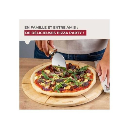 Juego De 2 Tablas Redondas Para Cortar Y Servir Pizza Fackelmann, Bambú Fsc, 32 Cm De Diámetro, 1,2 Cm De Grosor
