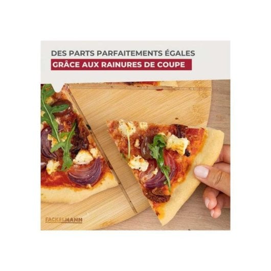 Juego De 2 Tablas Redondas Para Cortar Y Servir Pizza Fackelmann, Bambú Fsc, 32 Cm De Diámetro, 1,2 Cm De Grosor