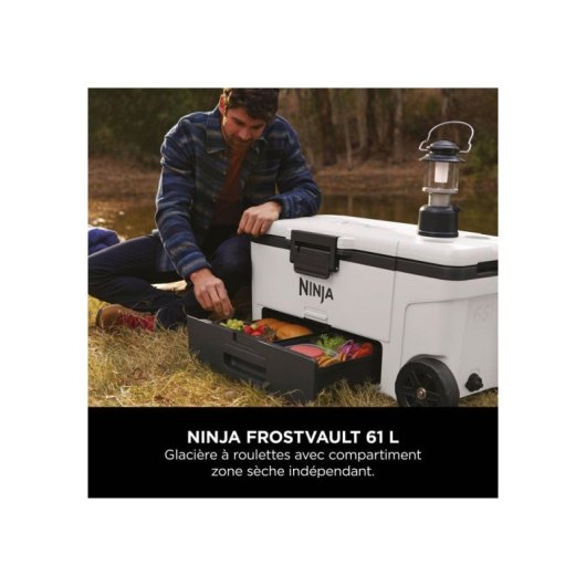 Ninja Frostvault Fb265euukwh Caja Térmica Rodante 61 L Zona Seca Sin Electricidad, Color Cloud White, Ruedas Todoterreno Y Tapa Con Cierre