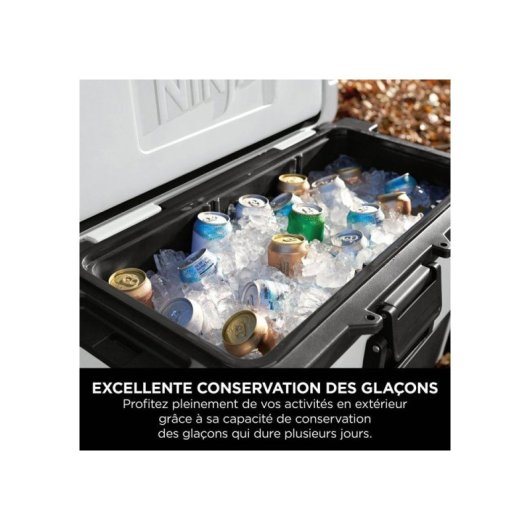 Ninja Frostvault Fb265euukwh Caja Térmica Rodante 61 L Zona Seca Sin Electricidad, Color Cloud White, Ruedas Todoterreno Y Tapa Con Cierre