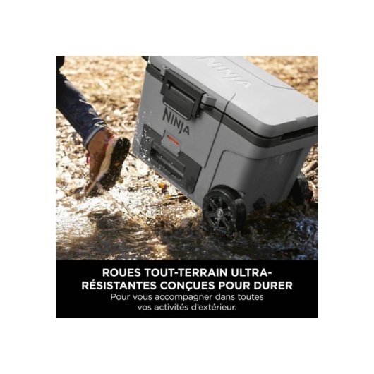 Ninja Frostvault Fb245eugy Nevera/conservadora Con Ruedas 42 L Y Dry Zone, Zona Refrigerada Para Mantener Alimentos Fríos Y Secos, Gris Ardoise, Tapa Con Cierre