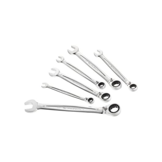 Juego De 6 Llaves Mixtas Con Carraca Facom 8-17 Mm: 8, 10, 11, 13, 14 Y 17 Mm. Boca De 12 Puntas Ogv®. Retorno 5° Y Inversión Por Palanca Integrada.
