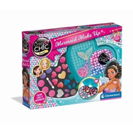 Palette de maquillage pour enfants Clementoni Crazy Chic Sirene en etui coeur irise avec miroir