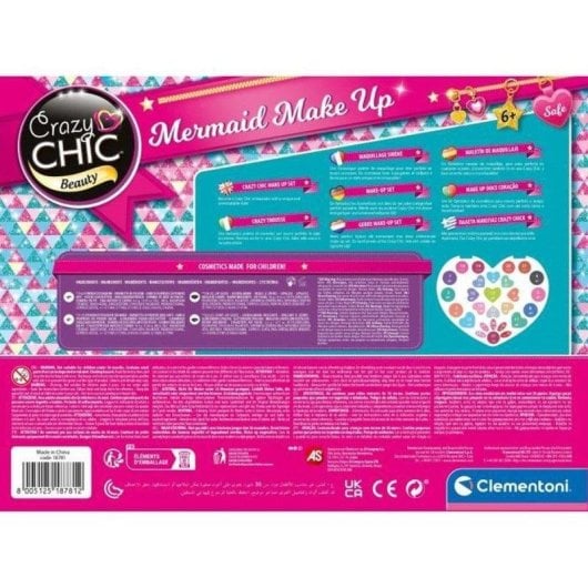 Palette de maquillage pour enfants Clementoni Crazy Chic Sirene en etui coeur irise avec miroir