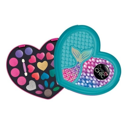 Palette de maquillage pour enfants Clementoni Crazy Chic Sirene en etui coeur irise avec miroir