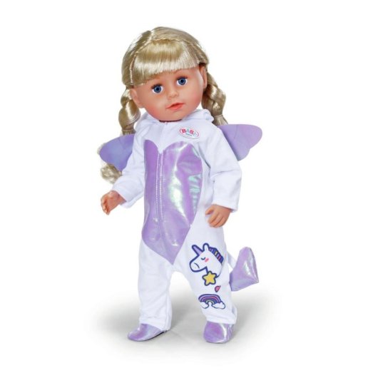 Tutù Unicorno BABY born 43cm con cappuccio, ali e cerniera frontale multicolore